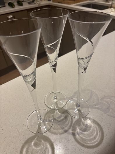 Louise Kennedy for Tipperary Crystal "Spindle Tree " Champagne Flutes (3)