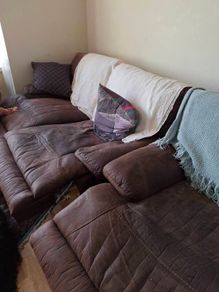 Suede Couch And Armchair Free