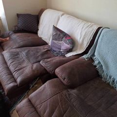 Suede Couch And Armchair Free
