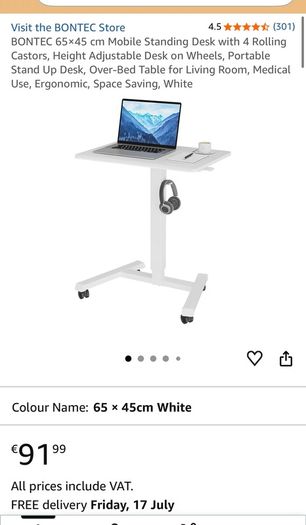 BONTEC 65x45 cm Mobile Standing Desk