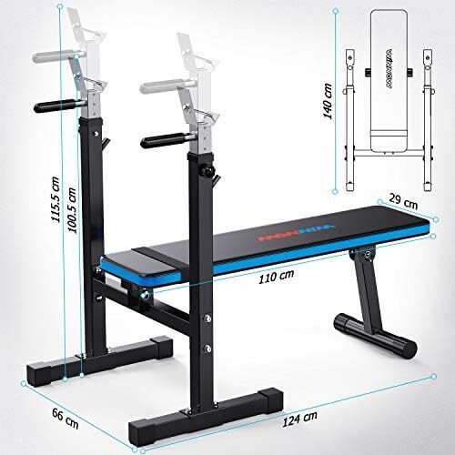 Adjustable Weight Bench with Dip Station Folding Heavy Duty Weight Lifting Bench Home Training Gym Multiuse Workout Bench