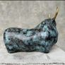 Abstract Bull With Gold Accents - Patinated Bronze Image 6