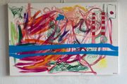 Large abstract painting original abstract art Poolbeg chimneys Dublin art