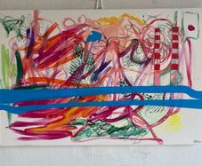Large abstract painting original abstract art Poolbeg chimneys Dublin art