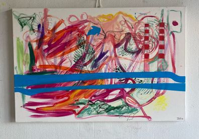 Large abstract painting original abstract art Poolbeg chimneys Dublin art