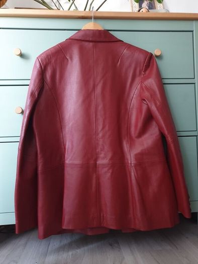Burgundy Red Leather Jacket Size Uk 16