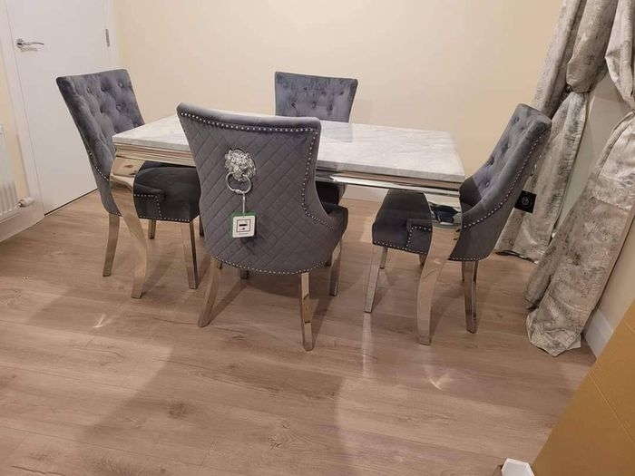 Marble Kitchen Dining Table With 6 Chairs