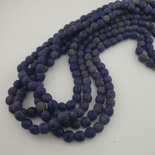 Antique African Style Cobalt Blue 9 -10mm Glass Beads Strands