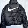 Nike Black Therma-FIT Reversible Short Fit Puffer Jacket White Fleece Coat Size M Image 3