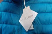 New blue jacket with hood and new baseball cap tag attached