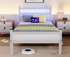 Single Bed Frame with Headboard & LED Lights