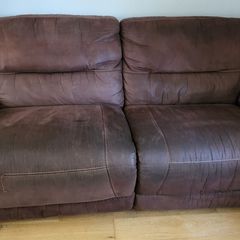 Harveys chocolate brown manual recliner sofa