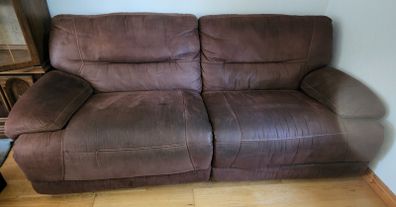 Harveys chocolate brown manual recliner sofa