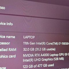 Dell Precision 7560 (i7-11th Gen, 32GB Ram, RTX A4000 8GB, 512GB)