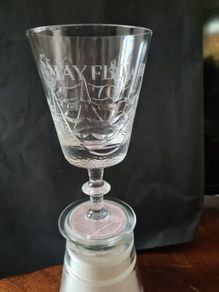 Vintage Thomas Webb Mayflower 70. Cut Glass Etched Crystal Goblet.