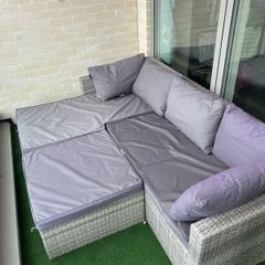 Garden sofa with ottoman