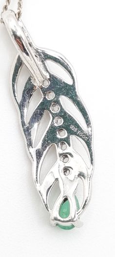 Spinel With Emerald Teardrop Base On Sterling Silver Necklace