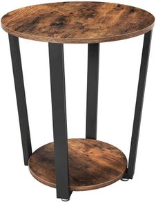 _Round Coffee Table, Sofa Table with Steel Frame, 50 x 50 x 57 cm, Robust, Easy Assembly, Table for Living Room, Bedroom, Industrial Design, Vintage Brown/Black