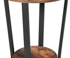 _Round Coffee Table, Sofa Table with Steel Frame, 50 x 50 x 57 cm, Robust, Easy Assembly, Table for Living Room, Bedroom, Industrial Design, Vintage Brown/Black
