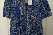 (New) Lipsy Blue Crinkle Top Size 12