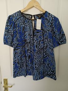 (New) Lipsy Blue Crinkle Top Size 12