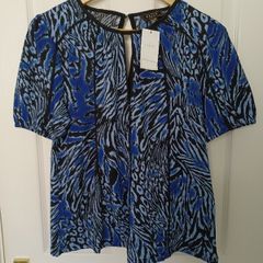 (New) Lipsy Blue Crinkle Top Size 12