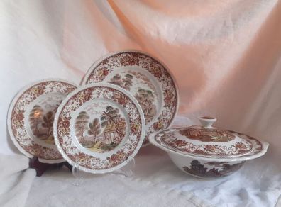 Staffordshire Royal Tudor Tureen  & Plates.