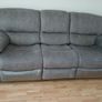 3 Seater Grey Suede Fabric Reclining Sofa - Bradford Image 2