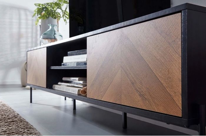 163cm TV Console in Black & Oak Finish