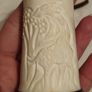Vintage Carved Bone and Wood Salt and Pepper Shakers African Style Image 2