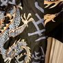 Vintage 90s Ninety Black Dragon Button Up Shirt Short Sleeve Kanji Print Harajuku Streetwear Y2K XL Image 4