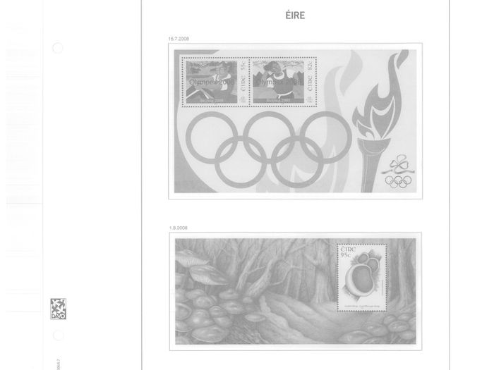 2008 Ireland Davo Supplement Stamp Pages. Includes Pages 148, 149, 150, 151, 151a (Christmas Booklet) and B45, B46 & B47 (Miniature) Sheets Pages include illustrations of stamps and mounts