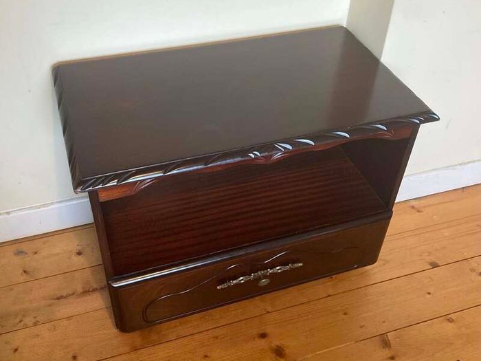 Rossmore Mahogany TV Unit / Storage Cabinet on Wheels