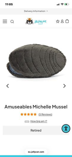 New JELLYCAT Amuseable Michelle Mussel RETIRED