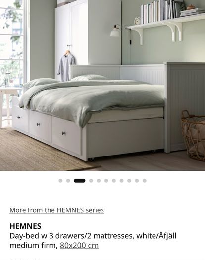 Daybed with 3 Drawers and Mattresses - White