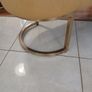 Yellow velvet bench with gold-tone curved legs Image 4