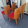 1930s set of Original red velvet walnut Art Deco chairs Image 2