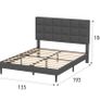 Double Bed Frame, Easy Assembly, Sturdy Wooden Slat Support, Upholstered Platform with Headboard Image 6