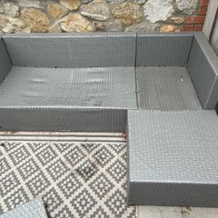 rattan garden sofa with cushions
