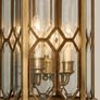 Large Ornate Brass & Glass Hall Pendant Light 70cm Image 3