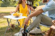 Foldable Outdoor Table for Drink Coffee - Lightweight Small Picnic Table for Camp - White Collapsible Kitchen Work Table
