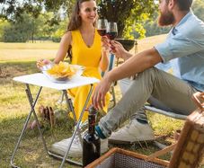 Foldable Outdoor Table for Drink Coffee - Lightweight Small Picnic Table for Camp - White Collapsible Kitchen Work Table