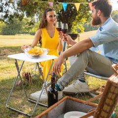 Foldable Outdoor Table for Drink Coffee - Lightweight Small Picnic Table for Camp - White Collapsible Kitchen Work Table
