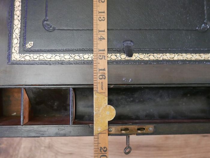 Antique Victorian  Brass Bounded Writing Box (WITH A KEY) 16" X 9" X 6,5"