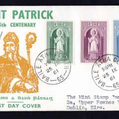 1961 Ireland St.Patrick Commemorative Stamps Illustrated Typed Addressed First Day Cover (FDC) with Baile Atha Cliath (Dublin) cancel