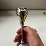 Vintage silver-plated bud vase featuring an Art Nouveau crocus and tulip design Image 4