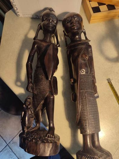 African male and female - wooden sculptures - wood carving - Africa - Ghana - second half of the 20th century