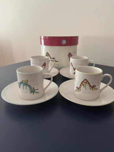 ROSANNA Expresso Cups & Saucers Shoe Themed Boxed Set NEW