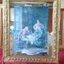 Antique Art Deco 26 Inches Tall Solid Brass Fireplace Screen With Framed Antique Print And Mirror Image 3