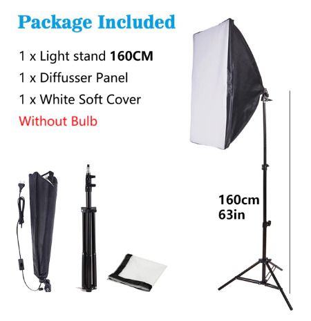 1.6M Tripod and Box Photographic Equipment Photo Studio Photography Soft Box Kit With Triopod Video 50x70cm Softbox Photo Box With Lamp Holder E27